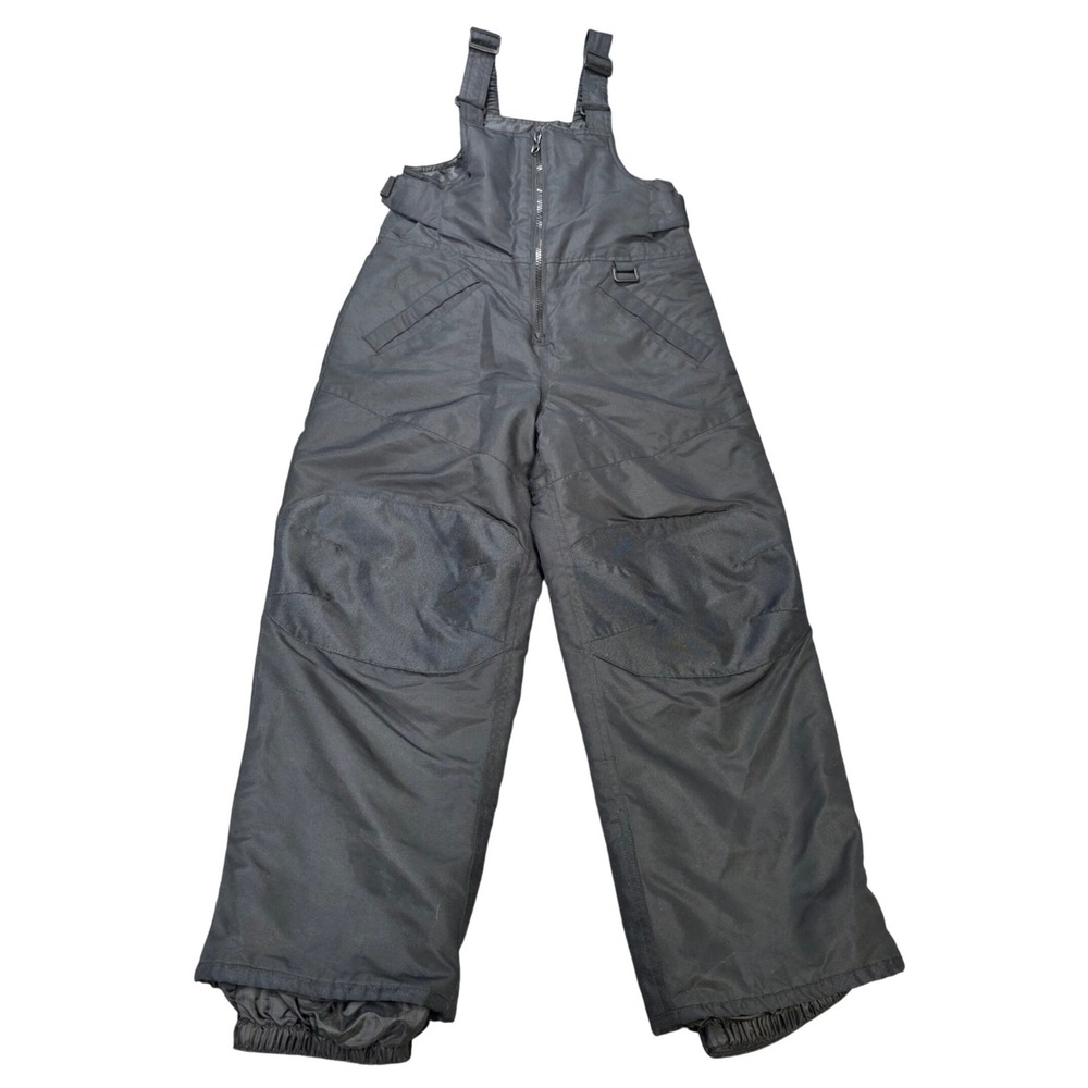 Cherokee Snow Bibs Insulated Overalls Boy's Size S 6/7 Black Reinforced Knees